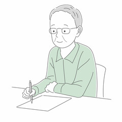 書類に記入する男性のイラスト素材