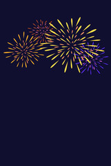 Illustration of fireworks at night. 打ち上げ花火のイラスト　夜