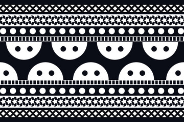 Beautiful geometric ethnic pattern traditional background.white and black tone.Aztec style,embroidery,abstract background,vector,illustration.design for decoration,fabric,texture,clothing,wrapping.