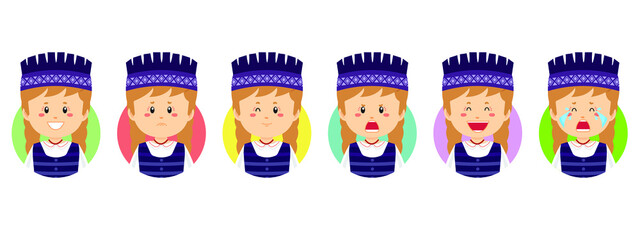 Lithuanians Avatar with Various Expression