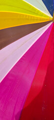 Abstract Defocused Rainbow color pattern on umbrella cloth at Pangandaran beach, Indonesia