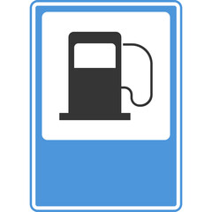 Road sign Gas station. Warning for vehicle drivers.