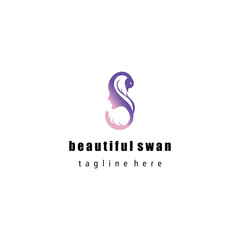 fashion logo illustration swan woman creative design vector color