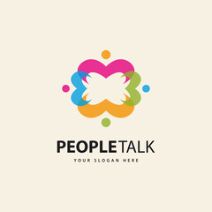 Obraz na płótnie Canvas People or human unity chat bubble icon logo design