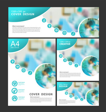 Medical presentation corporate identity healthcare Geometric cover, Brochure template design, flyer, leaflets decoration for printing, Blurred image for example
