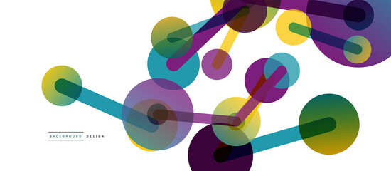 Line points connections geometric abstract background. Circles connected by lines. Trendy techno business template for wallpaper, banner, background or landing