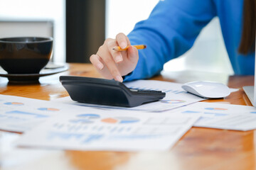 Businessman analyse investment marketing data.