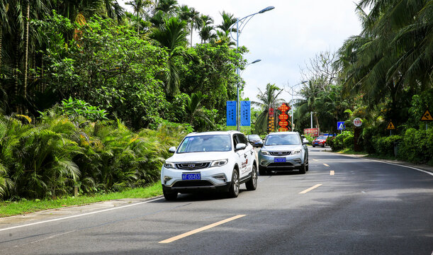 HAINAN, CHINA, ASIA - JUNE 9, 2017: Geely Auto held a new car test drive event on Hainan Island, inviting many media