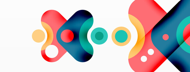 Creative geometric wallpaper. Minimal bubble arrow and circle abstract background. Techno business template for wallpaper, banner, background or landing