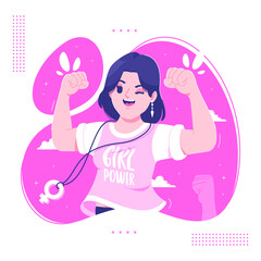 strong woman girl power illustration