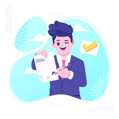 contract agreement concept businessman character illustration