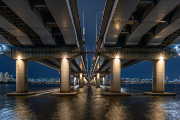 Mapo Bridge over the Han River in Seoul South Korea
