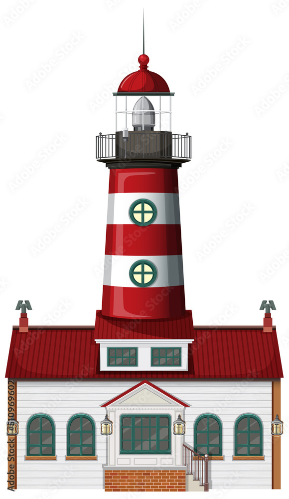 Wall mural Lighthouse isolated on white background