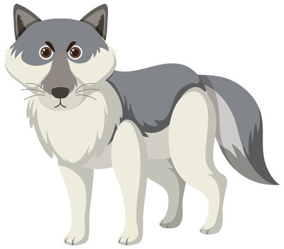 Cute wolf in flat cartoon style