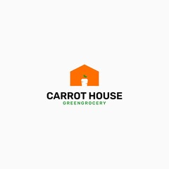 Carrot house logo design. For sellers, suppliers, farmers, market centers, vegetable farm design illustration