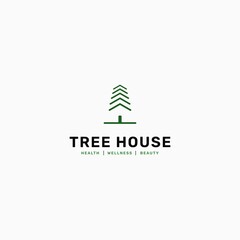 Green nature house logo.Green tree house