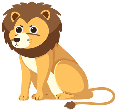 Cute lion in flat cartoon style