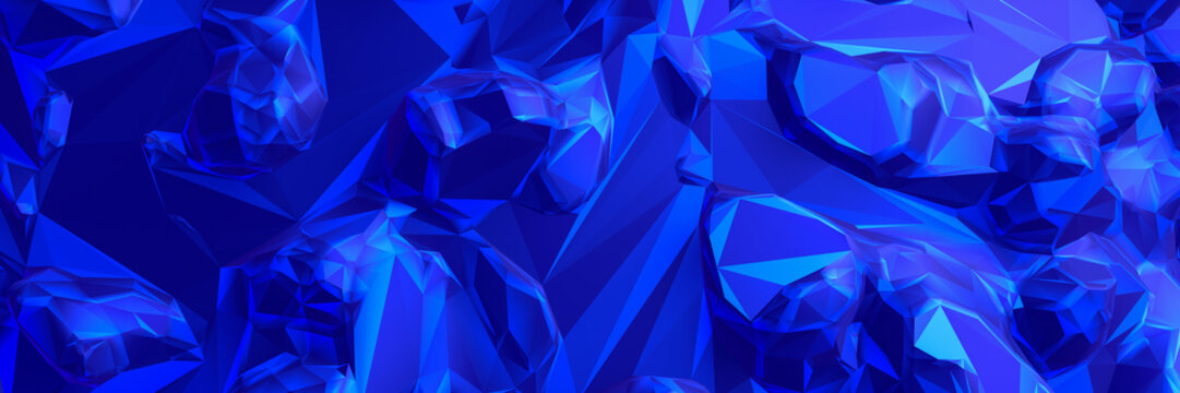 3D rendered abstract blue crystals background.