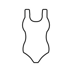 Women's swimsuit drawn with a contour line color editable