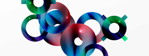 Minimal geometric abstract background. Circle, line and round shapes design. Trendy techno business template for wallpaper, banner, background or landing