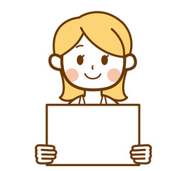 ボードを持つ白衣の女性