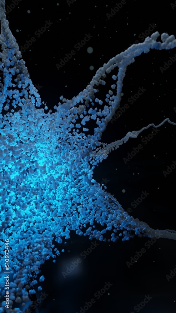 Poster sci-fi cyberpunk alien energy virus glow particles vertical background 3d rendering