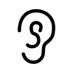 Ear vector icon, hearing symbol color editable