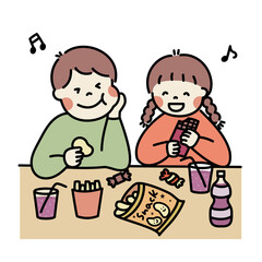 おやつをたくさん食べる子ども