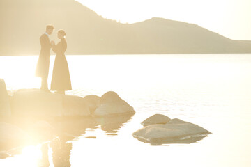 romantic meeting by sea