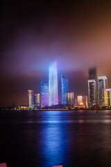 Obraz premium Beautiful harbour city scenery at night