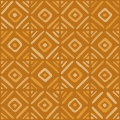 orange repetitive background with hand drawn squares. ethnic motif. folk geometric ornament. vector seamless pattern. fabric swatch. wrapping paper. continuous design template for decor, textile