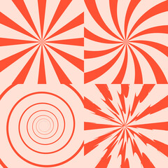 Set of orange sun rays background. Vector illustration