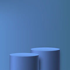 Blue podium in blue background for product presentation. Vector