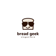 bread geek logo, bread with glasses logo icon