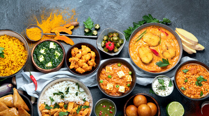 Assorted indian food. Indian cuisine.