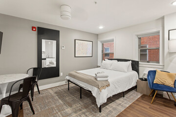 interior of home with gray walls and furniture