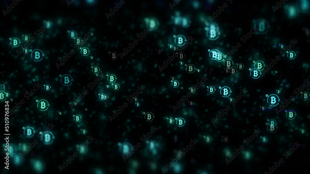 Wall mural crypto currency particleabstract background