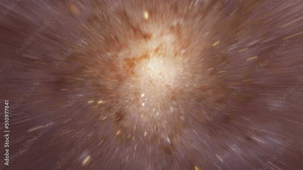 Poster galaxy hyperspace jump scence from m33 or messier 33 or triangulum galaxy to milky way. 4k 3d render