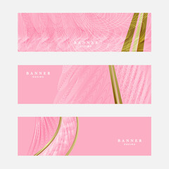Set of luxury pink and gold banner design