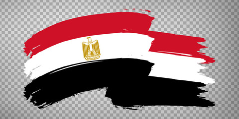 Flag  Egypt brush stroke background.  Flag waving  Arab Republic of Egypt on transparent background for your web site design, app, UI.  EPS10.