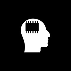 Cyborg head logo isolated on dark background
