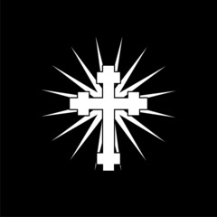 Christian cross and sun logo isolated on dark background