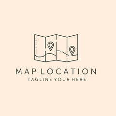 Fototapeta premium map location icon line art logo vector symbol illustration design