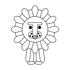 Animals Coloring book page for children . Lion . Simple Vector illustration