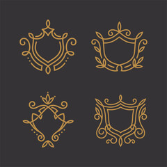 Premium linear shield monogram vector logo collection