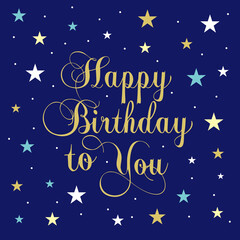 Fototapeta na wymiar Birthday card design with birthday lettering and stars