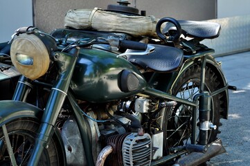 Fototapeta premium A motorcycle is usually a two—wheeled (less often — three-wheeled) vehicle with an engine.
