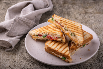Grilled homemade sandwiches with cheese