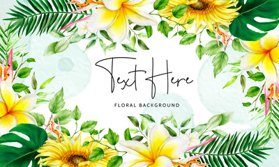 beautiful watercolor summer floral background