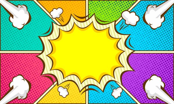 Comic cartoon colorful background with cloud
